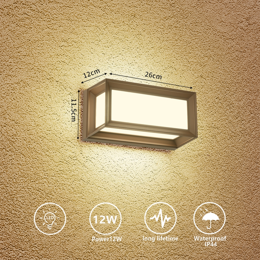 Brilagi - Applique da esterno LED PARKER/12W/230V 3000/4500/6000K marrone IP44