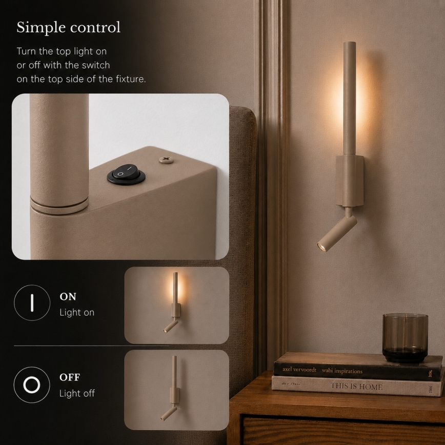 BRILAGI - Applique da parete a LED VIXON LED/3W/230V + LED/5W beige CRI 90