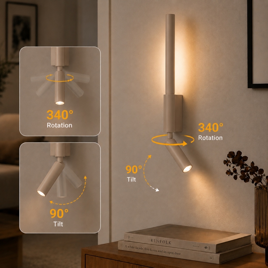 BRILAGI - Applique da parete a LED VIXON LED/3W/230V + LED/5W beige CRI 90