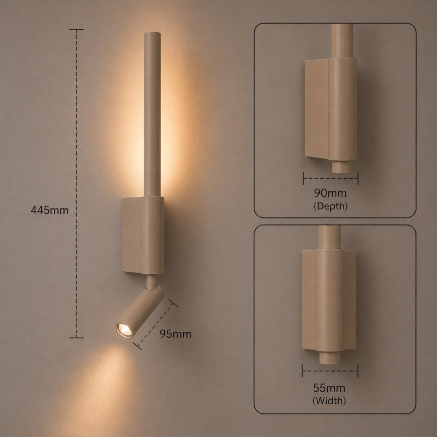BRILAGI - Applique da parete a LED VIXON LED/3W/230V + LED/5W beige CRI 90