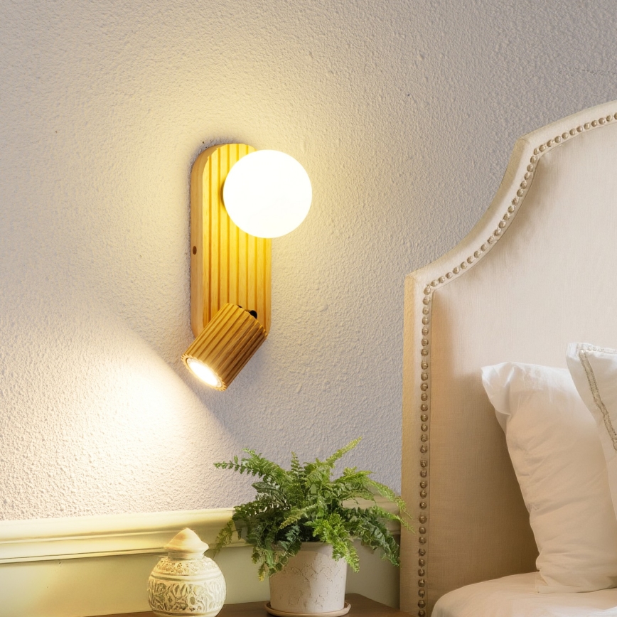 Brilagi - Applique da parete a spot MODERN WOOD 1xG9/5W/230V + 1xGU10/8W in legno di caucciù