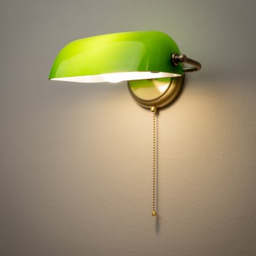 Brilagi - Applique da parete BANK OFFICE 1xE27/60W/230V ottone/verde