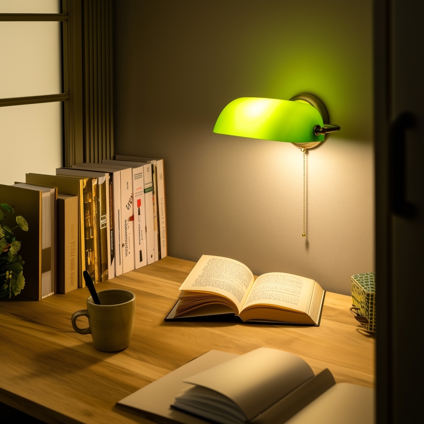 Brilagi - Applique da parete BANK OFFICE 1xE27/60W/230V ottone/verde