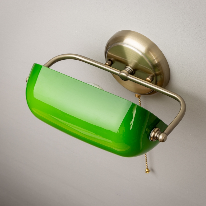 Brilagi - Applique da parete BANK OFFICE 1xE27/60W/230V ottone/verde