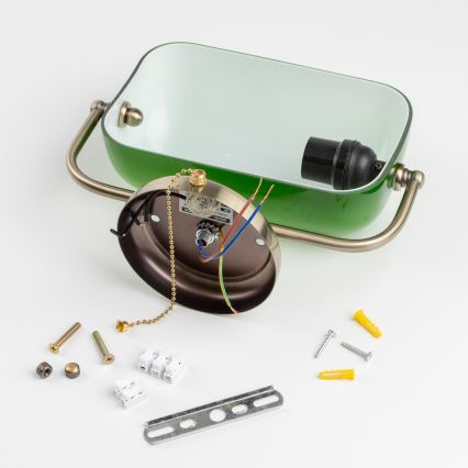 Brilagi - Applique da parete BANK OFFICE 1xE27/60W/230V ottone/verde