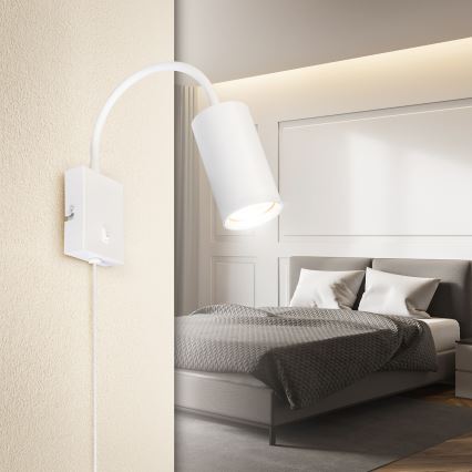 Brilagi - Lampada da parete flessibile con interruttore SELE 1xGU10/30W/230V bianca