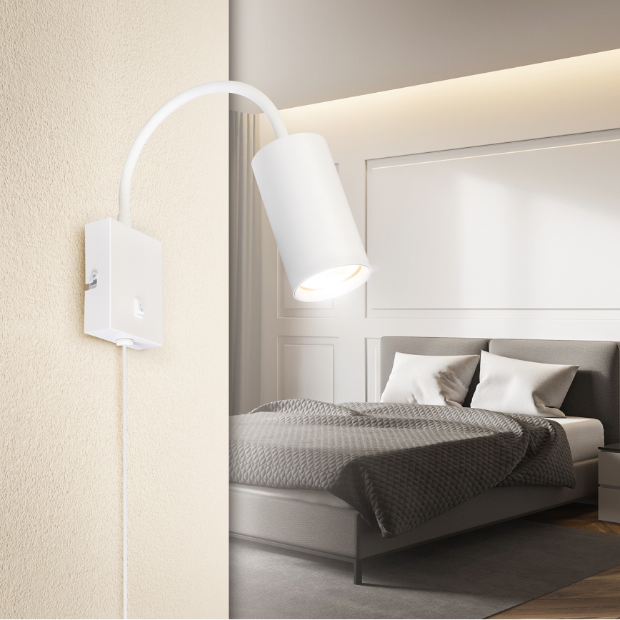 Brilagi - Lampada da parete flessibile con interruttore SELE 1xGU10/30W/230V bianca