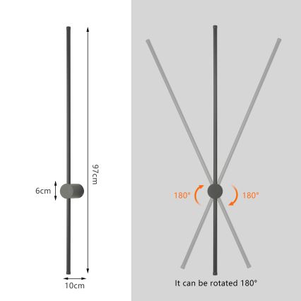 Brilagi - LED Applique da esterno AURA LED/20W/230V 3000K IP54 97 cm antracite