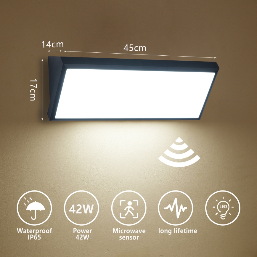 Brilagi - Applique da esterno a LED con sensore TRIANGLE LED/42W/230V 45 cm nero IP65