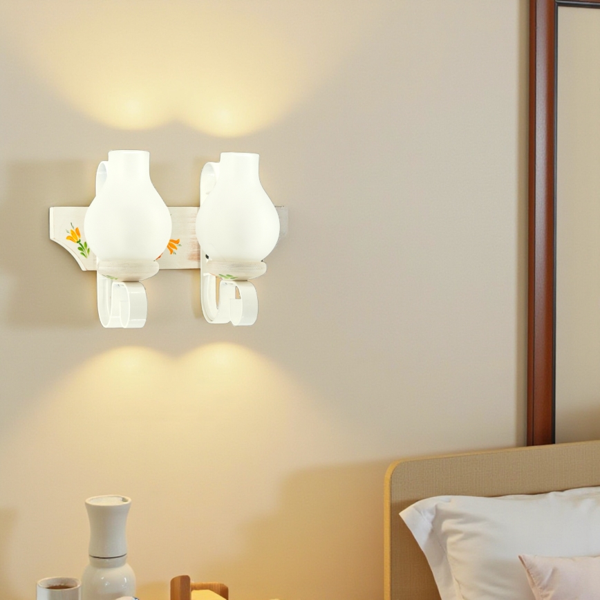 Brilagi - Applique da parete QUEEN 2xE14/40W/230V faggio/crema