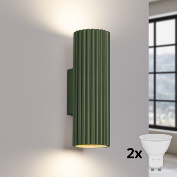 Brilagi - Applique LED CRESTO 2xGU10/10W/230V 20 cm verde