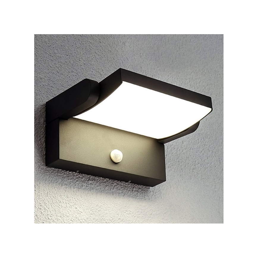 BRILAGI - Lampada da parete per esterni a LED con sensore di movimento e sensore crepuscolare ANKLE LED/12W/230V IP65 nero