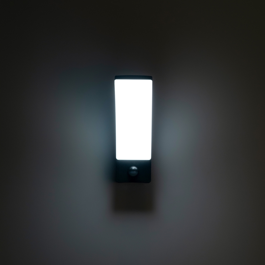 BRILAGI - Lampada da parete LED per esterni con sensore di movimento e sensore crepuscolare ARCELO LED/12W/230V IP65 nera