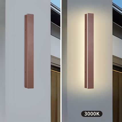 Brilagi - Applique da parete per esterni LINEAR LED, 12W, 230V, 3000K, IP65, 50 cm, marrone, CRI 90
