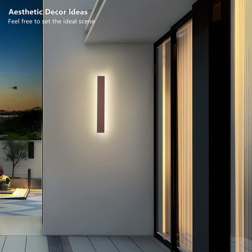 Brilagi - Applique da parete per esterni LINEAR LED, 12W, 230V, 3000K, IP65, 50 cm, marrone, CRI 90