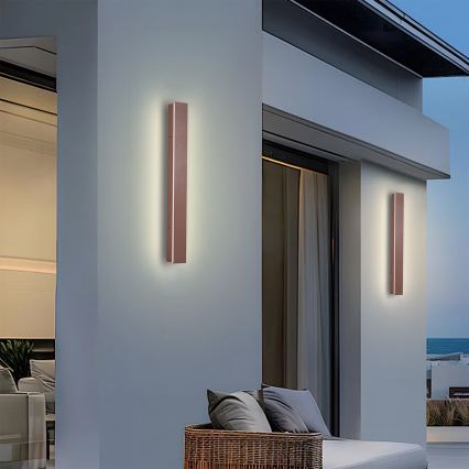 Brilagi - Applique da parete per esterni LINEAR LED, 12W, 230V, 3000K, IP65, 50 cm, marrone, CRI 90