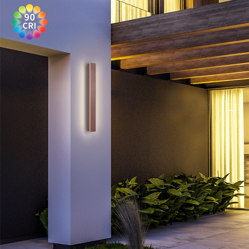 Brilagi - Applique da parete per esterni LINEAR LED, 12W, 230V, 3000K, IP65, 50 cm, marrone, CRI 90