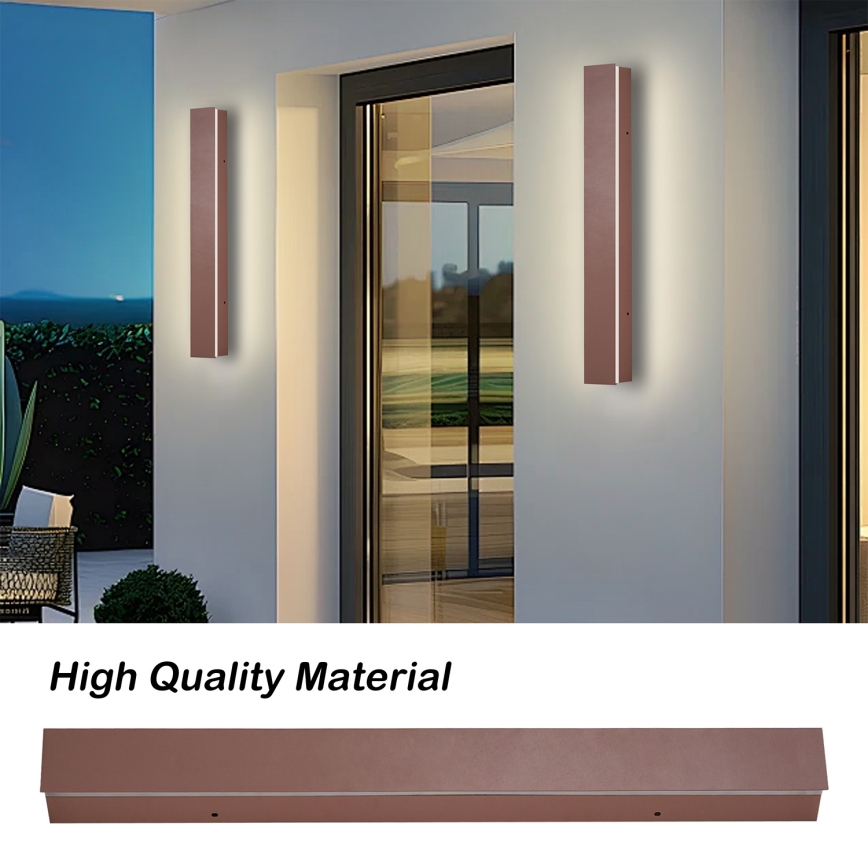 Brilagi - Applique da parete per esterni LINEAR LED, 12W, 230V, 3000K, IP65, 50 cm, marrone, CRI 90