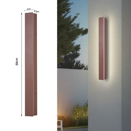 Brilagi - Applique da parete per esterni LINEAR LED, 12W, 230V, 3000K, IP65, 50 cm, marrone, CRI 90