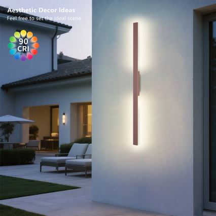 Brilagi - Applique da esterno LUNA LED/24W/230V 3000K IP65 100 cm marrone CRI 90