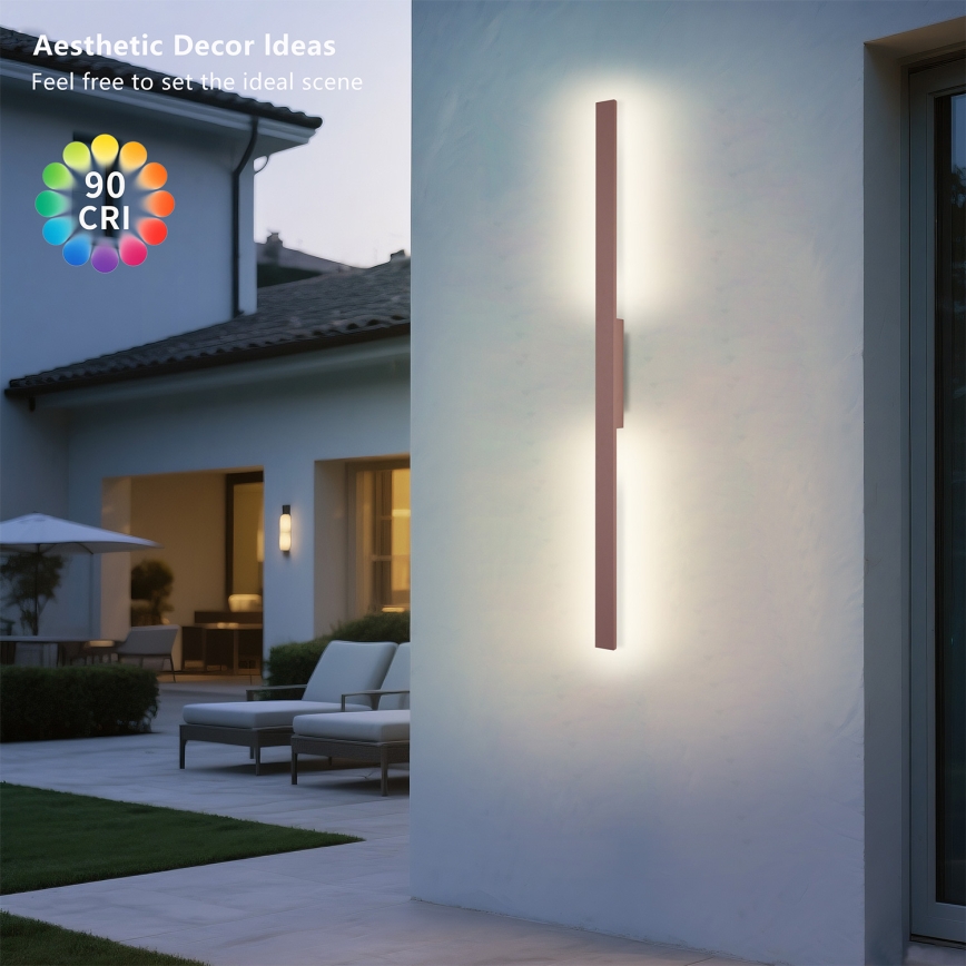 Brilagi - Applique da esterno LUNA LED/24W/230V 3000K IP65 100 cm marrone CRI 90