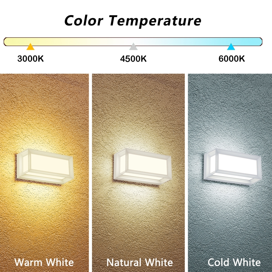 Brilagi - Applique da esterno PARKER LED/12W/230V 3000/4500/6000K bianca IP44