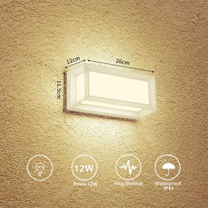 Brilagi - Applique da esterno PARKER LED/12W/230V 3000/4500/6000K bianca IP44