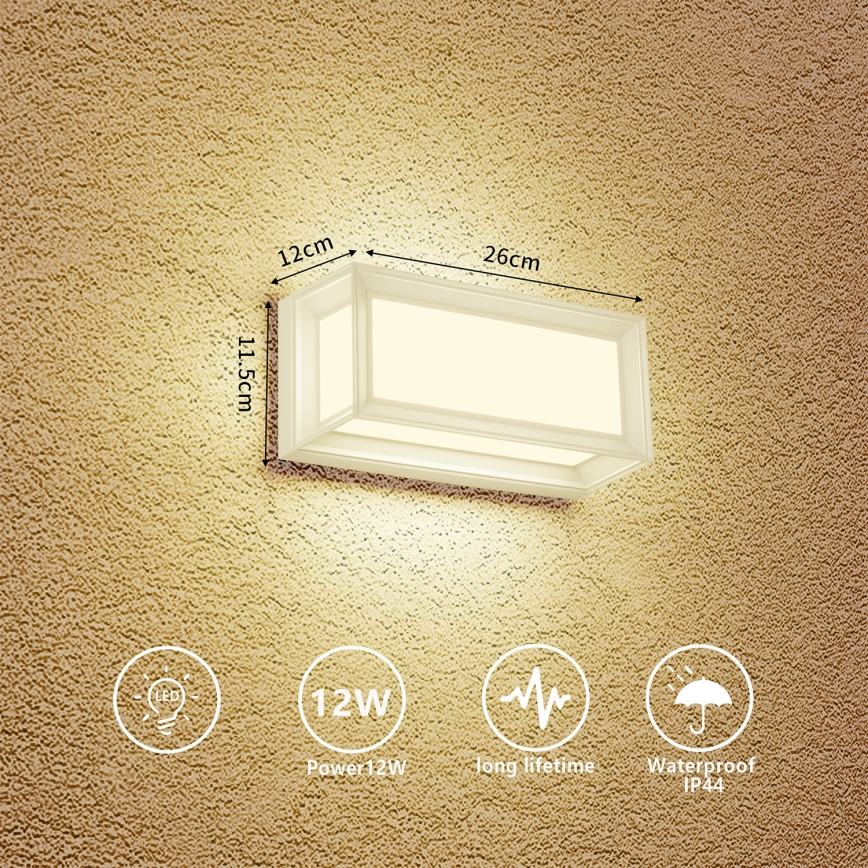 Brilagi - Applique da esterno PARKER LED/12W/230V 3000/4500/6000K bianca IP44