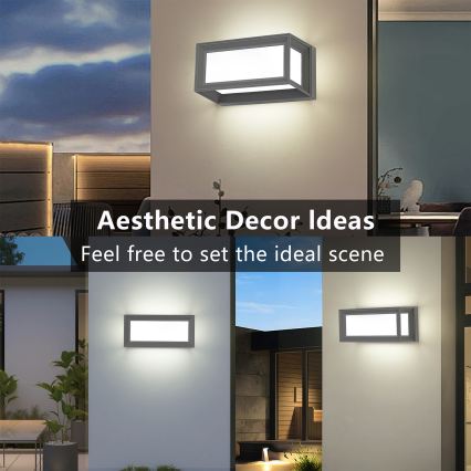 Brilagi - Applique da esterno LED PARKER/12W/230V 3000/4500/6000K grigio IP44