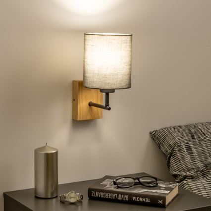 Brilagi - Applique NUBILA WOOD 1xE27/25W/230V quercia/antracite