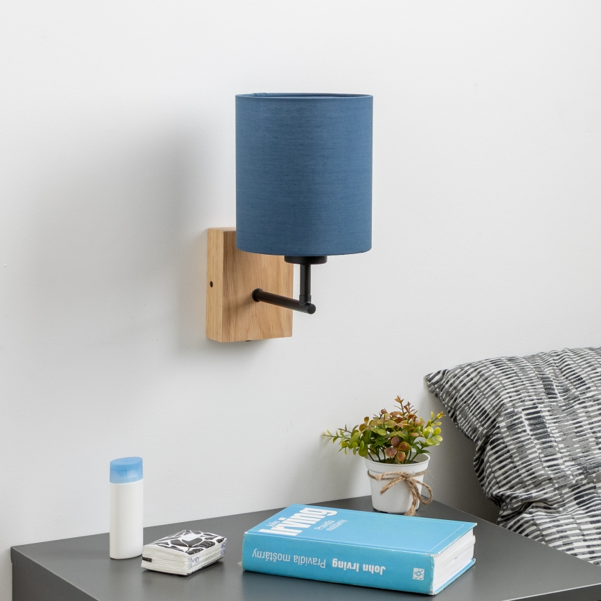 Brilagi - Applique NUBILA WOOD 1xE27/25W/230V quercia/blu scuro