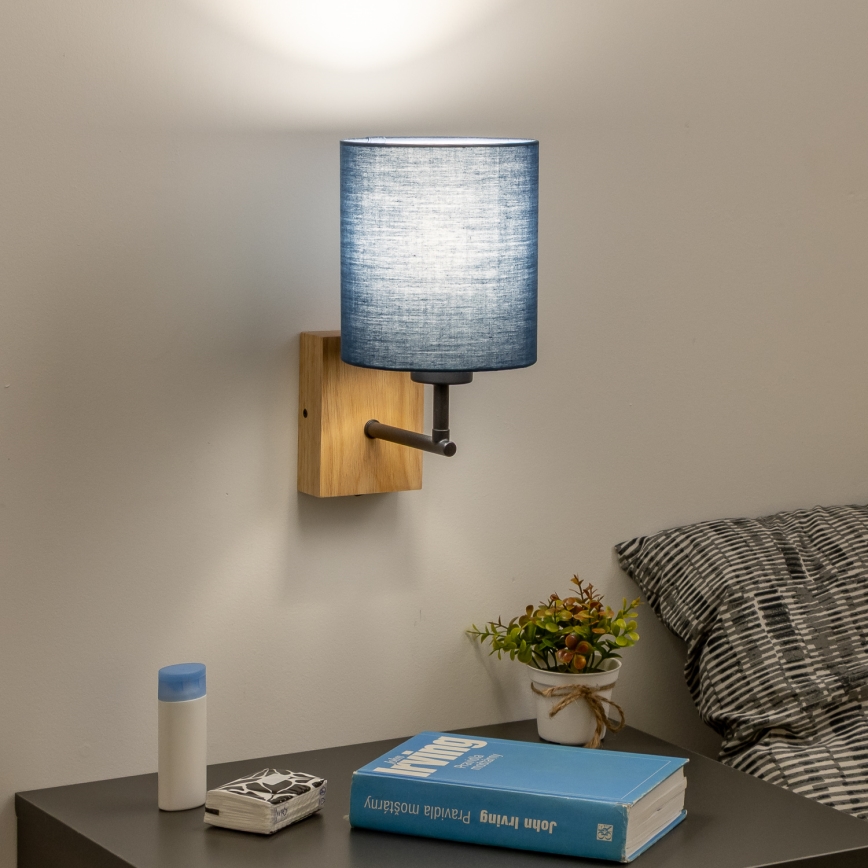 Brilagi - Applique NUBILA WOOD 1xE27/25W/230V quercia/blu scuro