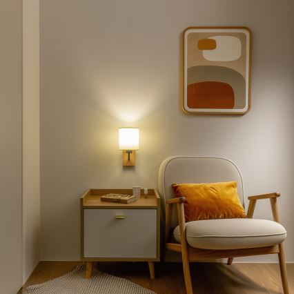 Brilagi - Applique NUBILA WOOD 1xE27/25W/230V quercia/nero/color crema