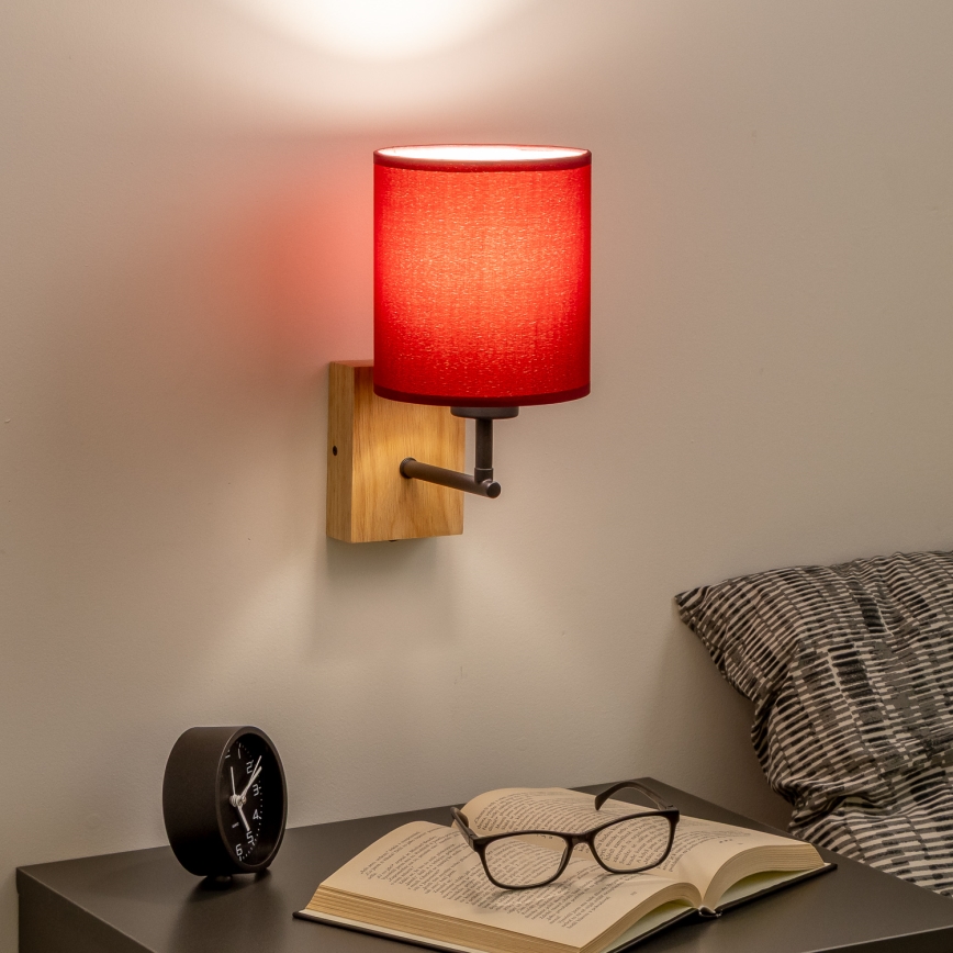 Brilagi - Applique NUBILA WOOD 1xE27/25W/230V quercia/Pompeiana rosso
