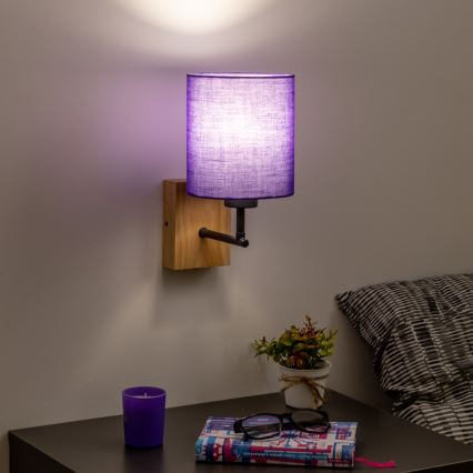 Brilagi - Applique NUBILA WOOD 1xE27/25W/230V quercia/viola