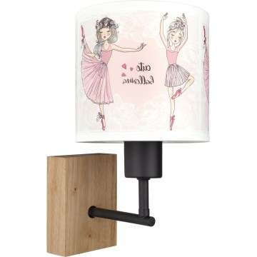 Brilagi - Applique per bambini BOBO WOOD 1xE27/25W/230V rovere/nero/bianco/rosa/ballerine