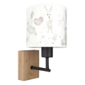 Brilagi - Applique per cameretta BOBO WOOD 1xE27/25W/230V rovere/nero/bianco con coniglietti