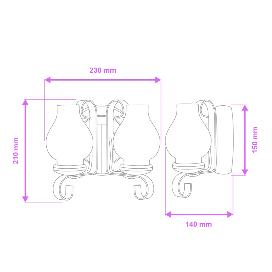 Brilagi - Applique ROATA APLICA 2xE14/40W/230V faggio
