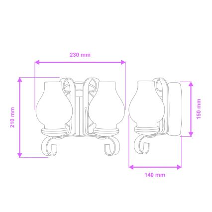 Brilagi - Applique ROATA APLICA 2xE14/40W/230V faggio/noce