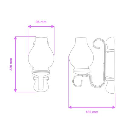 Brilagi - Applique RUSTIC 1xE14/40W/230V faggio/noce