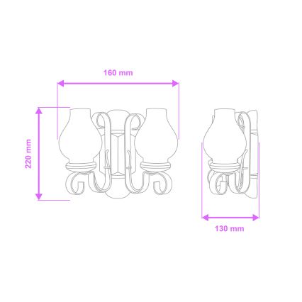 Brilagi - Applique RUSTIC 2xE14/40W/230V faggio