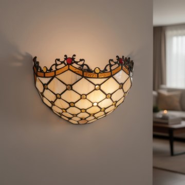 Brilagi - Applique Tiffany in vetro avorio 1xE14/40W/230V