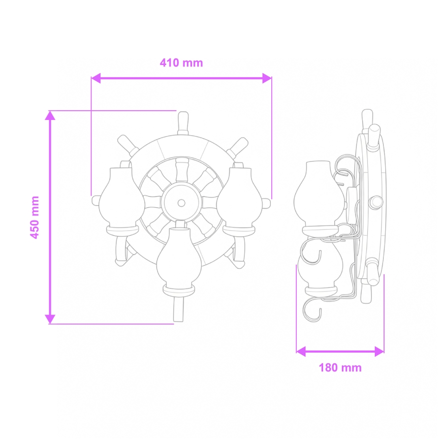 Brilagi - Applique TIMONA 3xE14/40W/230V faggio/noce