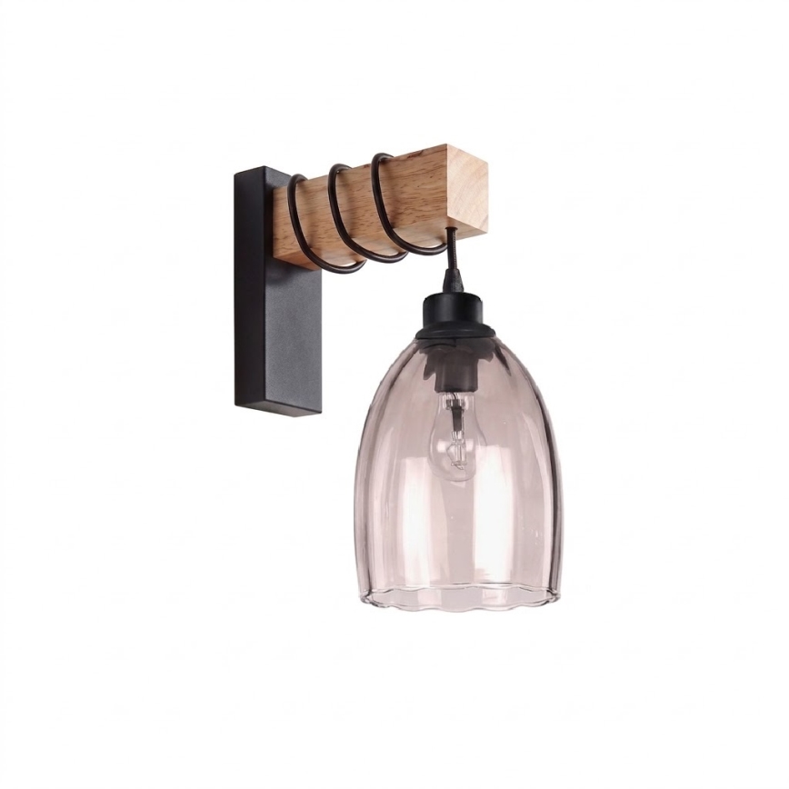 Brilagi - Applique WOOD GLASS 1xE27/60W/230V pino/nero/beige fumé