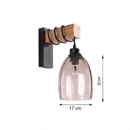 Brilagi - Applique WOOD GLASS 1xE27/60W/230V pino/nero/beige fumé