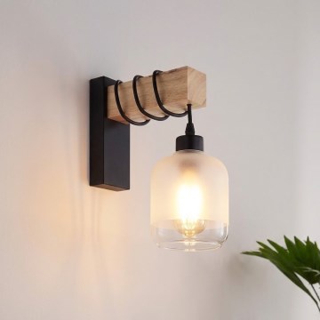 Brilagi - Applique WOOD GLASS 1xE27/60W/230V pino/nero/bianco
