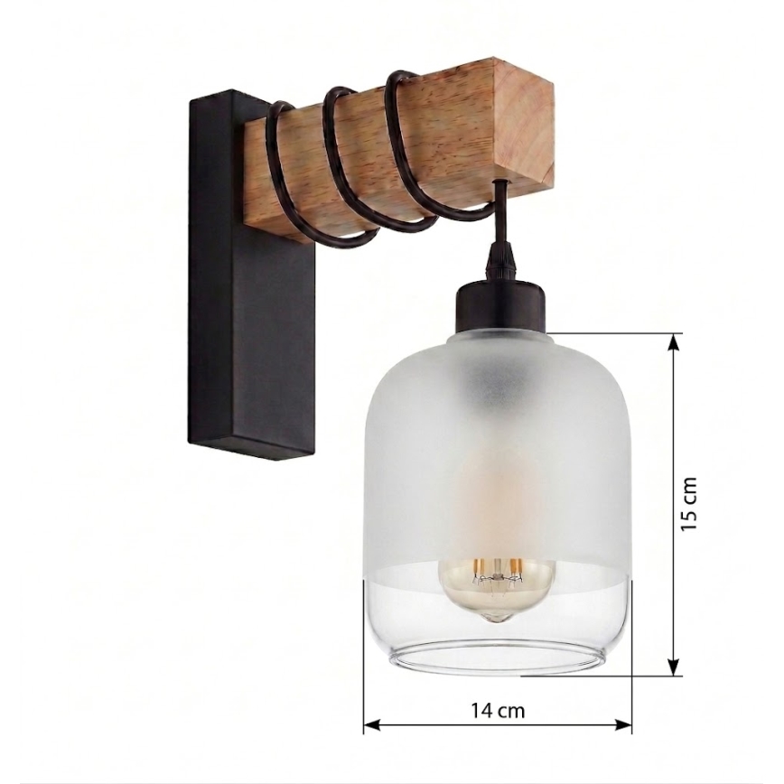 Brilagi - Applique WOOD GLASS 1xE27/60W/230V pino/nero/bianco