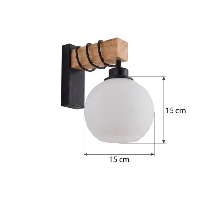 Brilagi - Applique WOOD GLASS 1xE27/60W/230V pino/nero/bianco