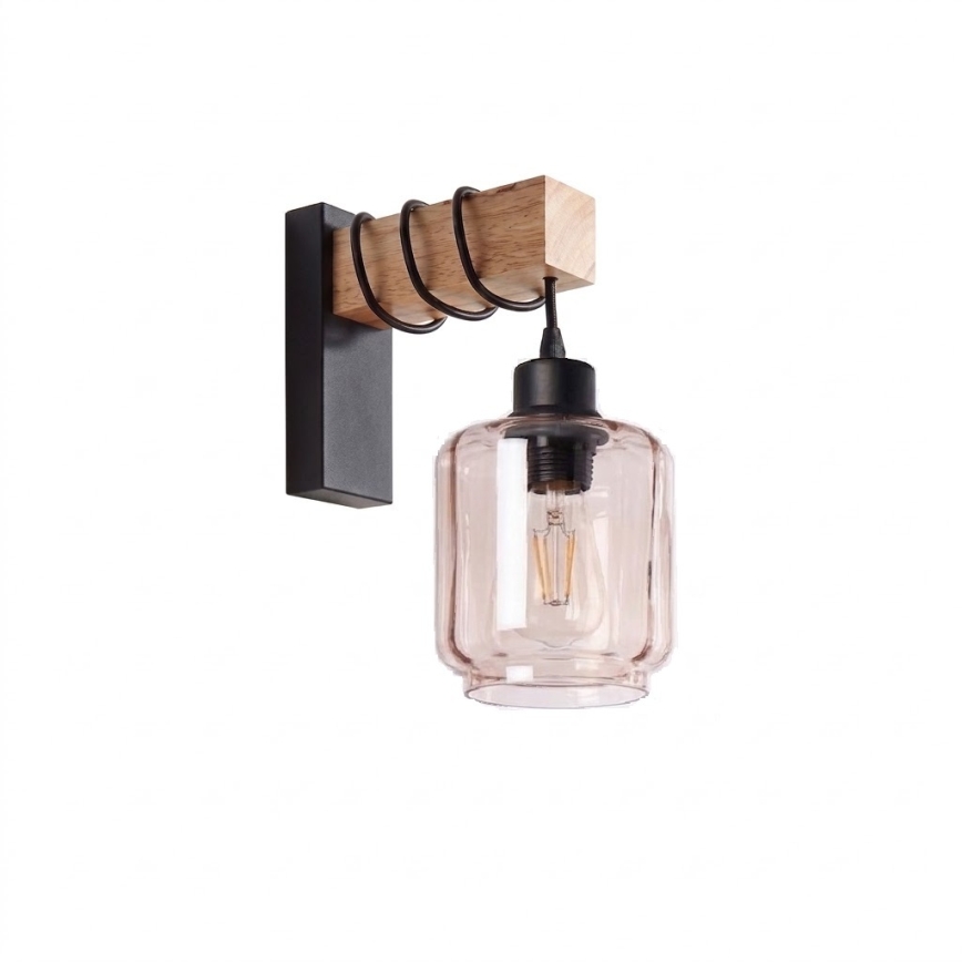 Brilagi - Applique da parete WOOD GLASS 1xE27/60W/230V pino/nero/beige fumé