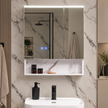 BRILAGI - Armadietto da bagno con specchio e retroilluminazione LED TRABIA DOUBLE 60x70 cm
